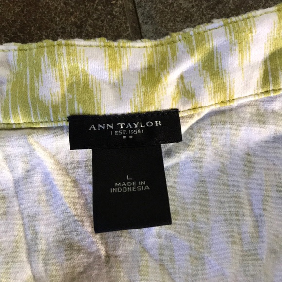 Ann Taylor sleeveless top lime green print sz L - Picture 2 of 6